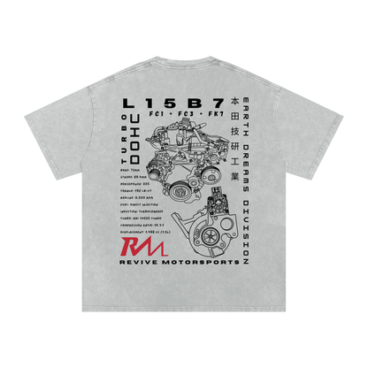 Revive Motorsports L15B7 Engine Tee – Snow Washed White