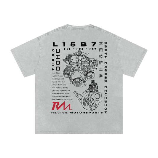 Revive Motorsports L15B7 Engine Tee – Snow Washed White