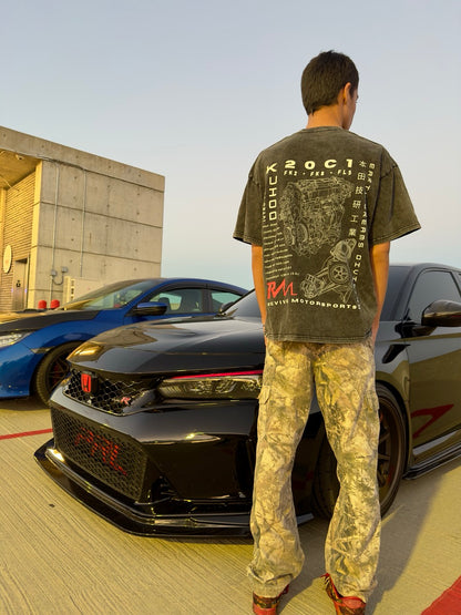 Revive Motorsports K20C1 Engine Tee – Snow Washed Black