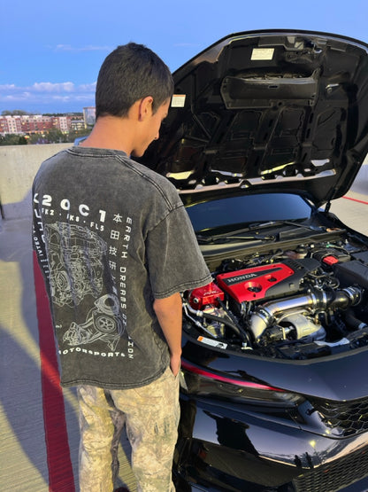 Revive Motorsports K20C1 Engine Tee – Snow Washed Black