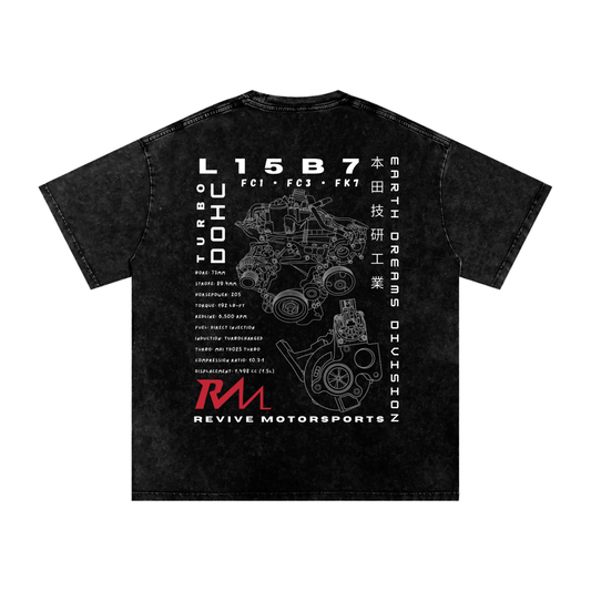 Revive Motorsports L15B7 Engine Tee – Snow Washed Black