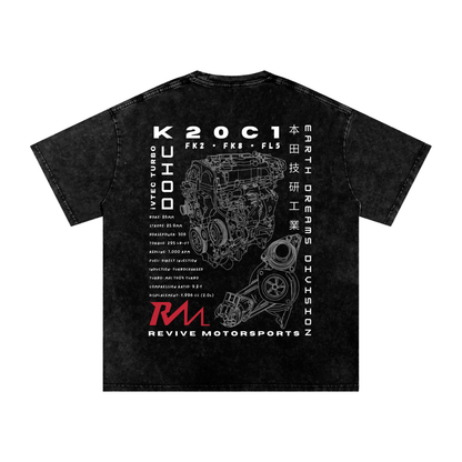 Revive Motorsports K20C1 Engine Tee – Snow Washed Black